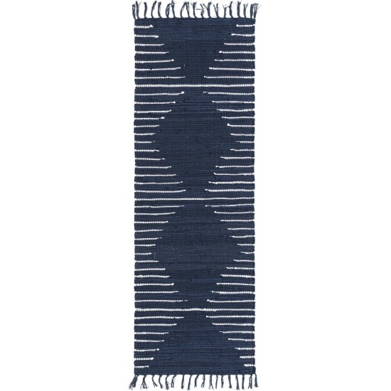 Rug Unique Loom Chindi Cotton Navy Blue Runner 2' 2 x 6' 0