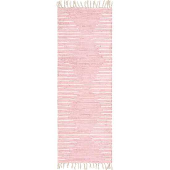 Rug Unique Loom Chindi Cotton Pink Runner 2' 2 x 6' 0