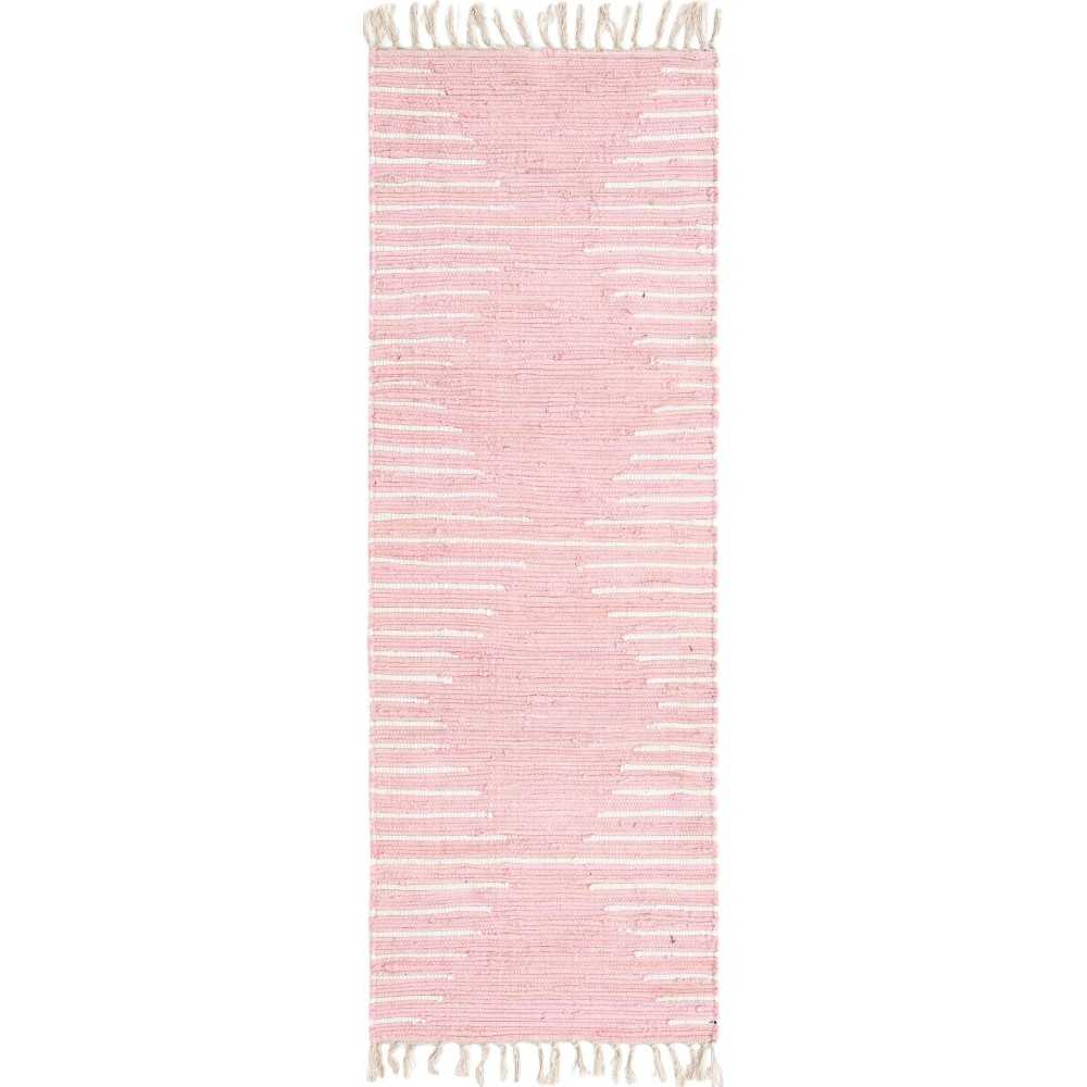 Rug Unique Loom Chindi Cotton Pink Runner 2' 2 x 6' 0 Rug Unique Loom Chindi Cotton Pink Runner 2' 2 x 6' 0