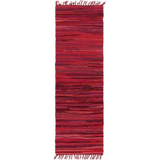 Rug Unique Loom Chindi Cotton Red Runner 2' 2 x 6' 7