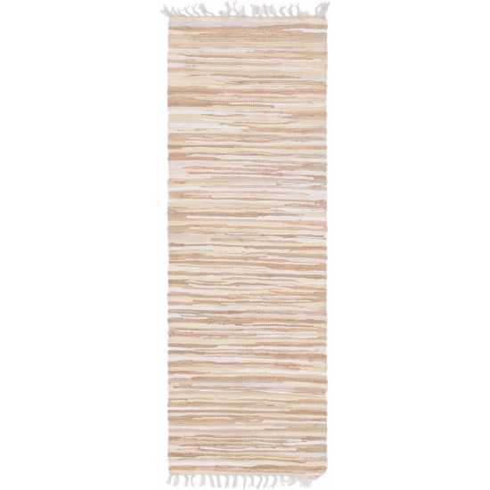 Rug Unique Loom Chindi Cotton Beige Runner 2' 7 x 6' 7