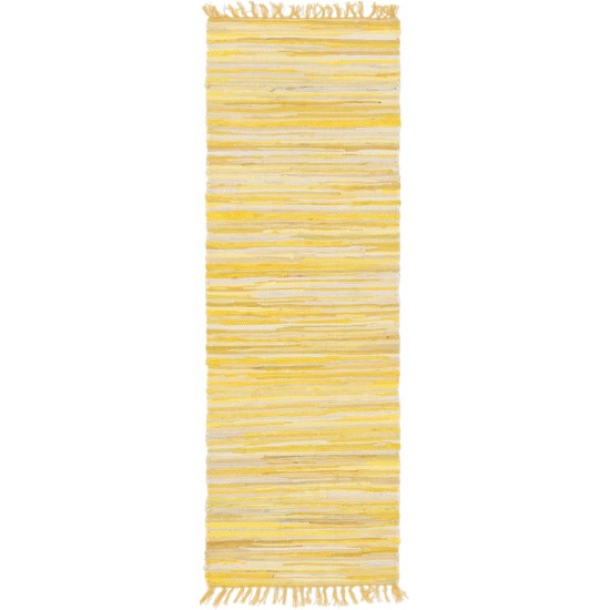 Rug Unique Loom Chindi Cotton Yellow Runner 2' 7 x 6' 7