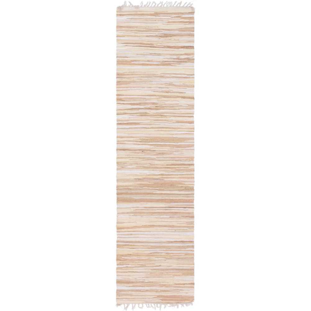 Rug Unique Loom Chindi Cotton Beige Runner 2' 7 x 9' 10