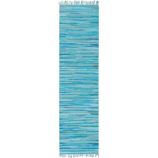 Rug Unique Loom Chindi Cotton Turquoise Runner 2' 7 x 9' 10