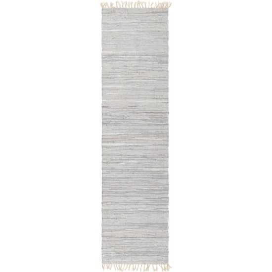 Rug Unique Loom Chindi Cotton Gray Runner 2' 7 x 9' 10