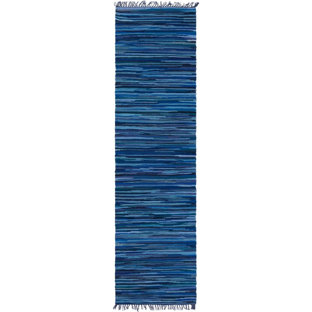 Rug Unique Loom Chindi Cotton Navy Blue Runner 2' 7 x 9' 10