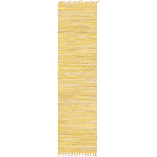 Rug Unique Loom Chindi Cotton Yellow Runner 2' 7 x 9' 10