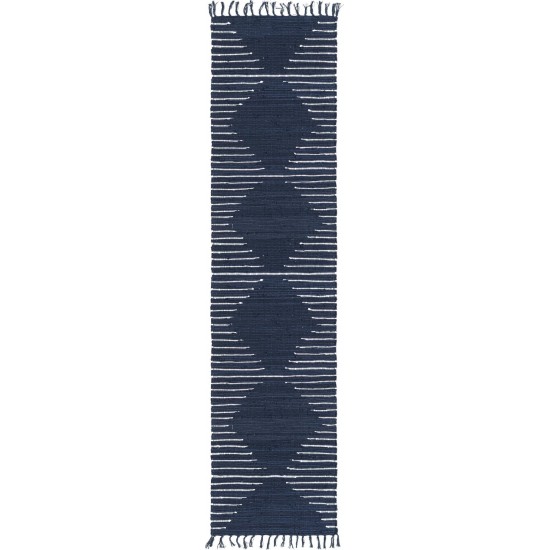 Rug Unique Loom Chindi Cotton Navy Blue Runner 2' 7 x 10' 0