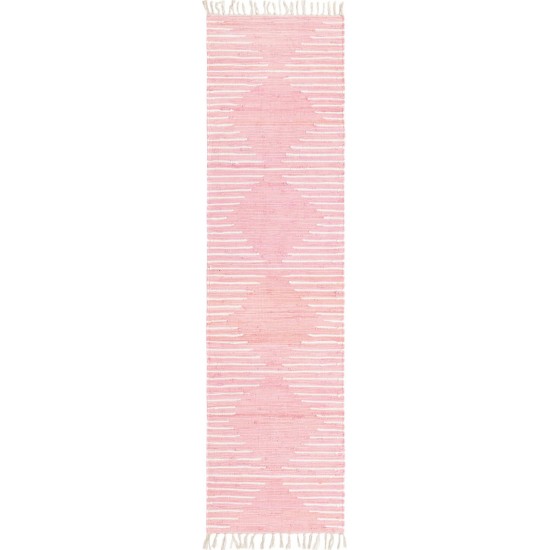 Rug Unique Loom Chindi Cotton Pink Runner 2' 7 x 10' 0