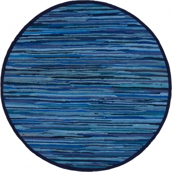 Rug Unique Loom Chindi Cotton Navy Blue Round 3' 3 x 3' 3