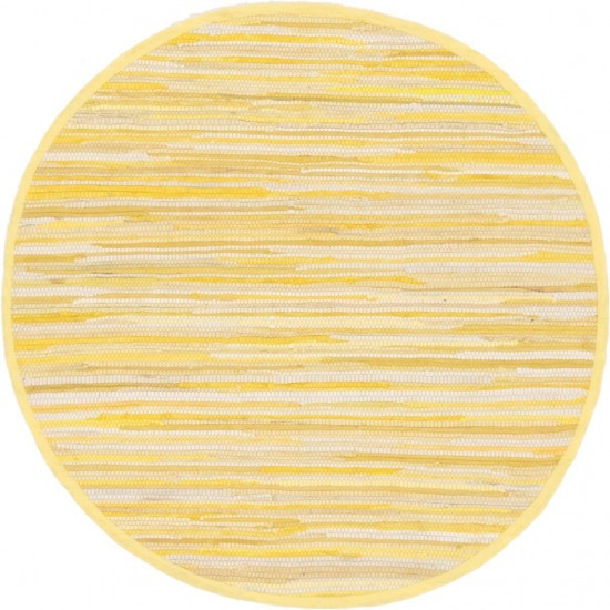 Rug Unique Loom Chindi Cotton Yellow Round 3' 3 x 3' 3