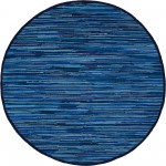 Rug Unique Loom Chindi Cotton Navy Blue Round 6' 0 x 6' 0