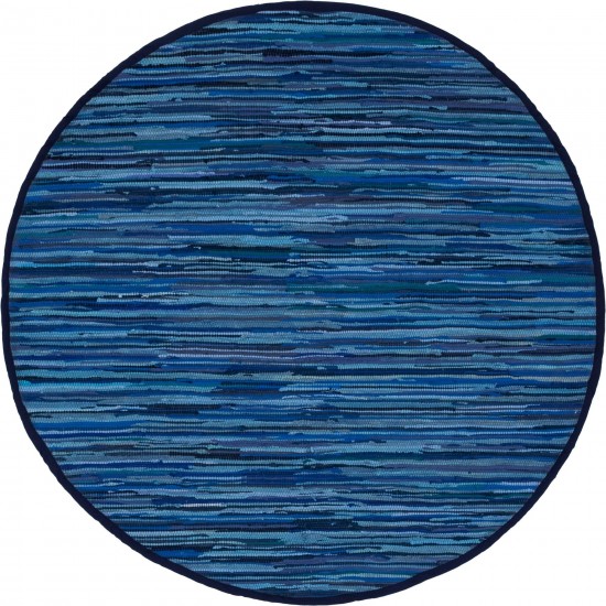 Rug Unique Loom Chindi Cotton Navy Blue Round 6' 0 x 6' 0