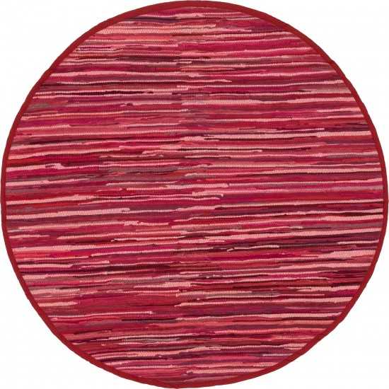 Rug Unique Loom Chindi Cotton Red Round 6' 0 x 6' 0