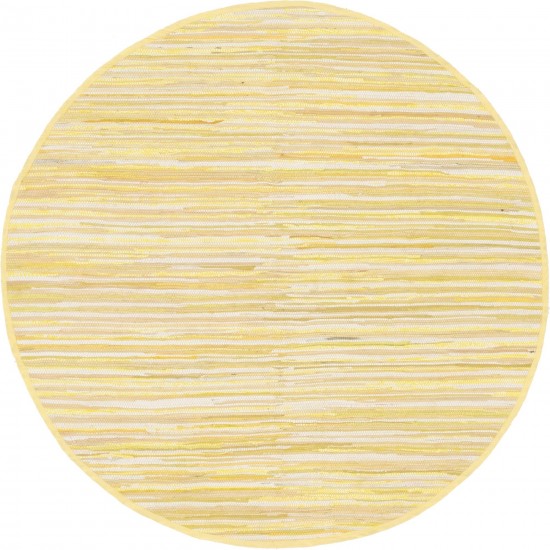 Rug Unique Loom Chindi Cotton Yellow Round 6' 0 x 6' 0