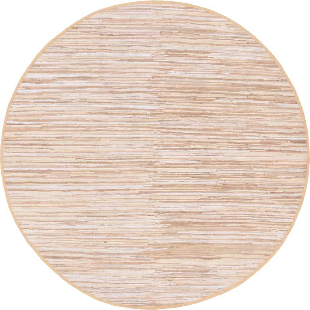 Rug Unique Loom Chindi Cotton Beige Round 8' 0 x 8' 0