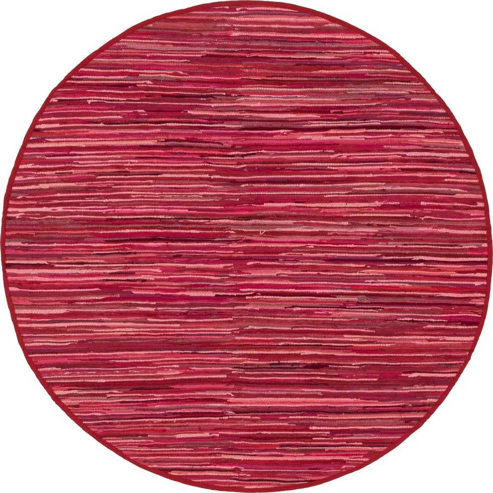 Rug Unique Loom Chindi Cotton Red Round 8' 0 x 8' 0