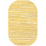 Rug Unique Loom Chindi Cotton Yellow Oval 3' 3 x 5' 0