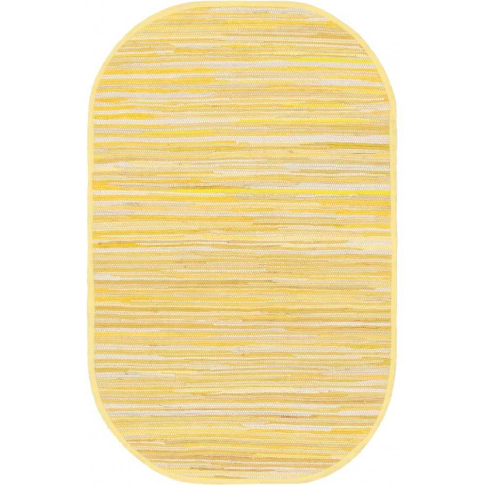 Rug Unique Loom Chindi Cotton Yellow Oval 3' 3 x 5' 0