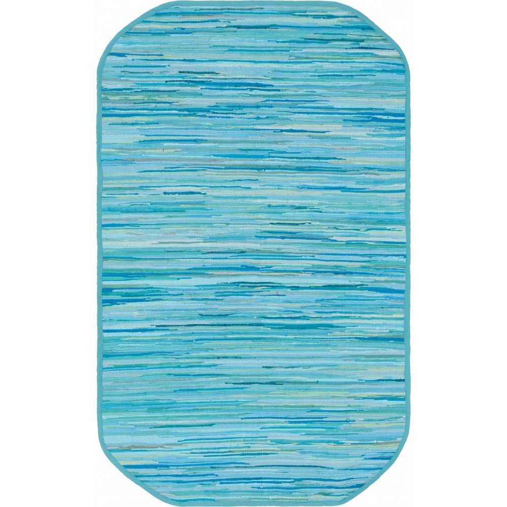 Rug Unique Loom Chindi Cotton Turquoise Oval 5' 0 x 8' 0 Rug Unique Loom Chindi Cotton Turquoise Oval 5' 0 x 8' 0