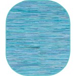 Rug Unique Loom Chindi Cotton Turquoise Oval 8' 0 x 10' 0