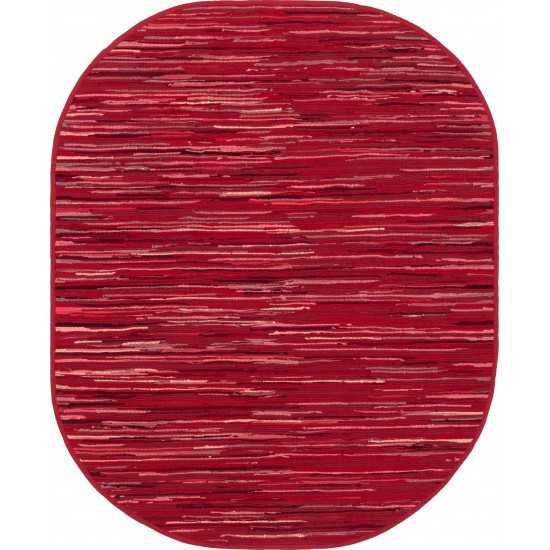 Rug Unique Loom Chindi Cotton Red Oval 8' 0 x 10' 0