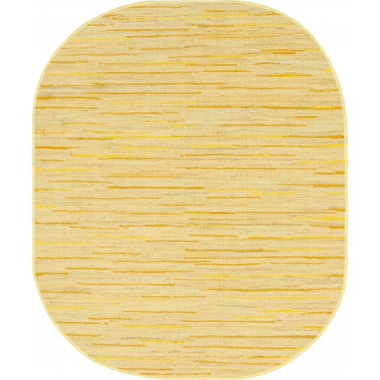 Rug Unique Loom Chindi Cotton Yellow Oval 8' 0 x 10' 0