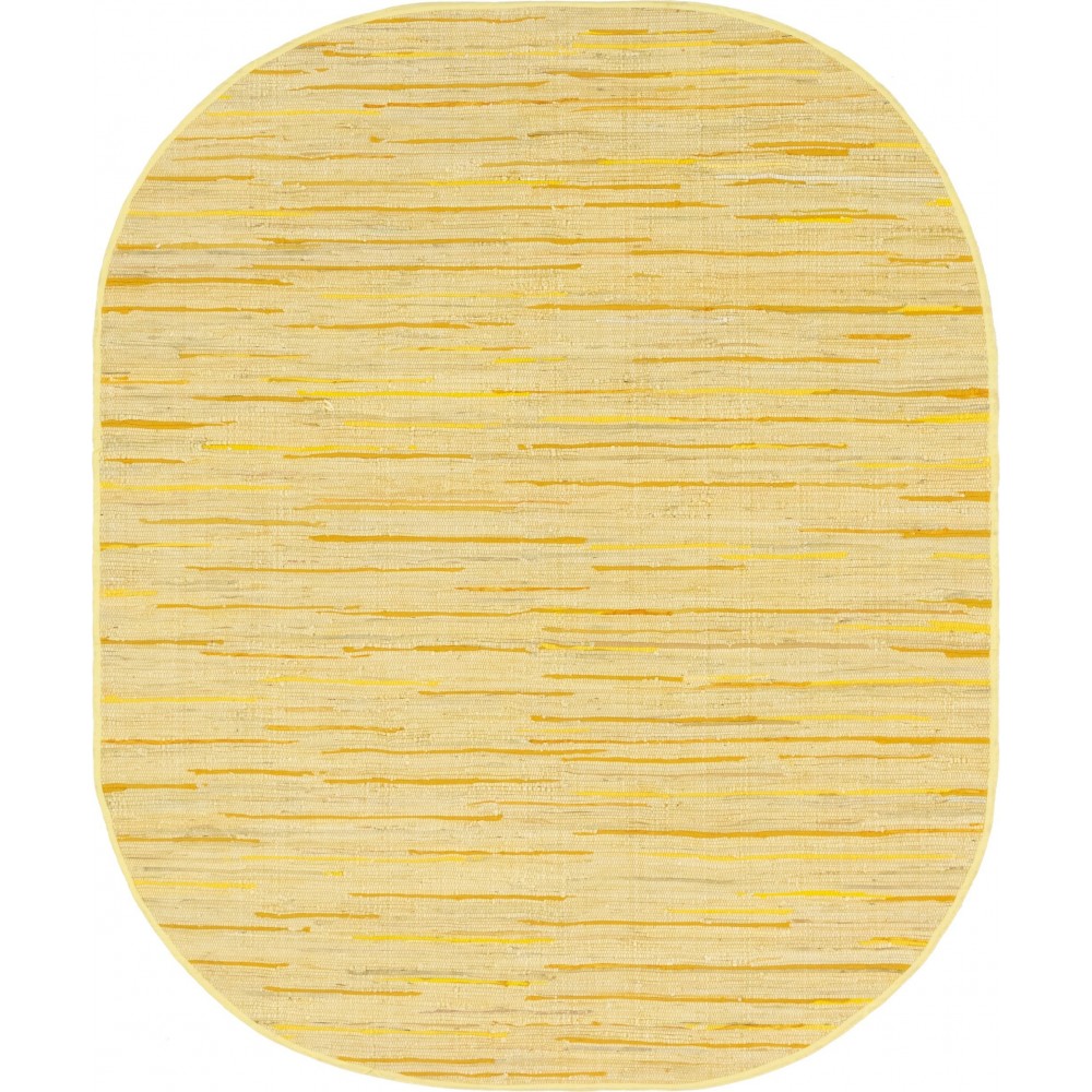 Rug Unique Loom Chindi Cotton Yellow Oval 8' 0 x 10' 0