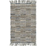 Rug Unique Loom Chindi Jute Blue Rectangular 2' 0 x 3' 0