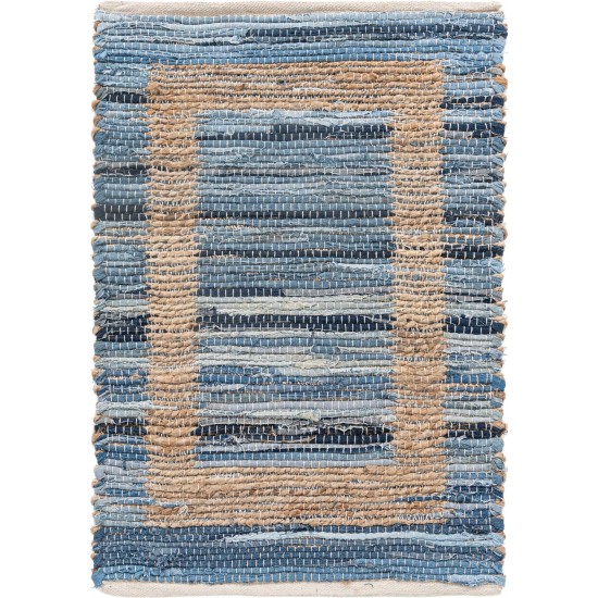 Rug Unique Loom Chindi Jute Navy Blue Rectangular 2' 0 x 3' 0