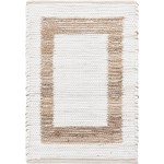 Rug Unique Loom Chindi Jute White/Natural Rectangular 2' 0 x 3' 0