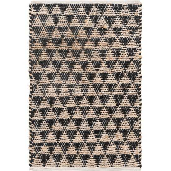 Rug Unique Loom Chindi Jute Black Rectangular 2' 0 x 3' 0