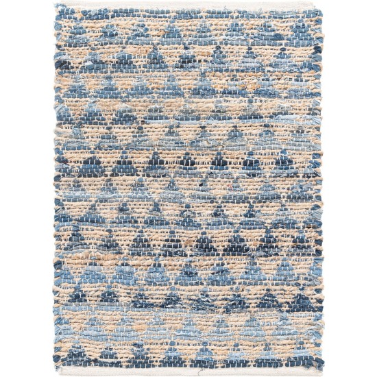 Rug Unique Loom Chindi Jute Blue Rectangular 2' 0 x 3' 0