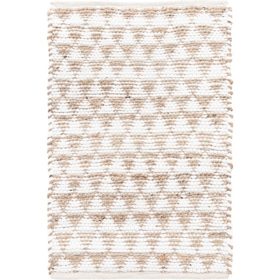 Rug Unique Loom Chindi Jute White/Natural Rectangular 2' 0 x 3' 0