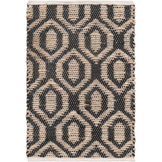 Rug Unique Loom Chindi Jute Black Rectangular 2' 0 x 3' 0