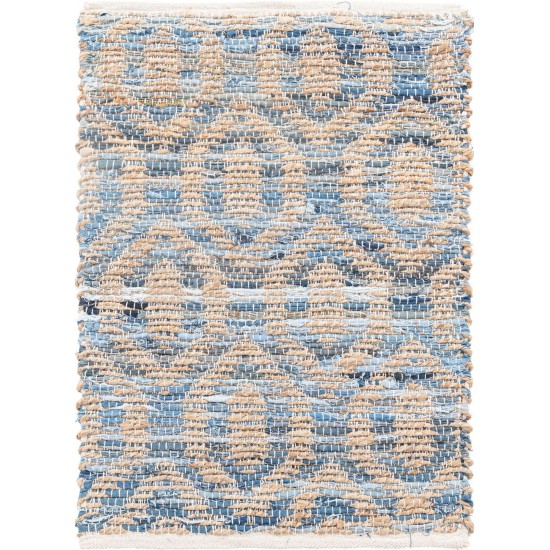 Rug Unique Loom Chindi Jute Blue Rectangular 2' 0 x 3' 0