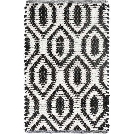 Rug Unique Loom Chindi Jute White/Black Rectangular 2' 0 x 3' 0