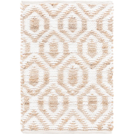 Rug Unique Loom Chindi Jute White/Natural Rectangular 2' 0 x 3' 0