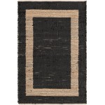 Rug Unique Loom Chindi Jute Black Rectangular 4' 0 x 6' 0