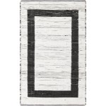 Rug Unique Loom Chindi Jute White/Black Rectangular 4' 0 x 6' 0