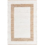 Rug Unique Loom Chindi Jute White/Natural Rectangular 4' 0 x 6' 0