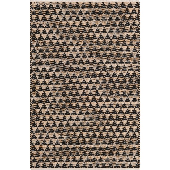 Rug Unique Loom Chindi Jute Black Rectangular 4' 0 x 6' 0