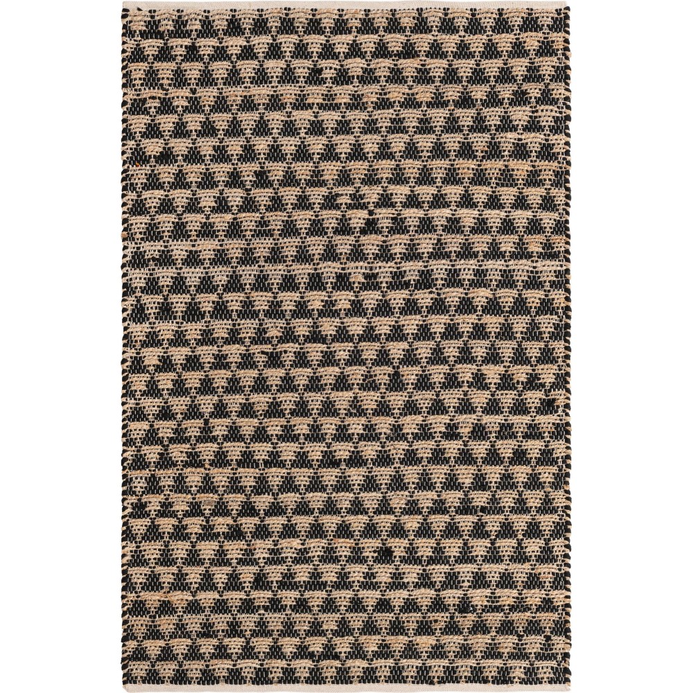 Rug Unique Loom Chindi Jute Black Rectangular 4' 0 x 6' 0