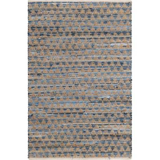 Rug Unique Loom Chindi Jute Blue Rectangular 4' 0 x 6' 0