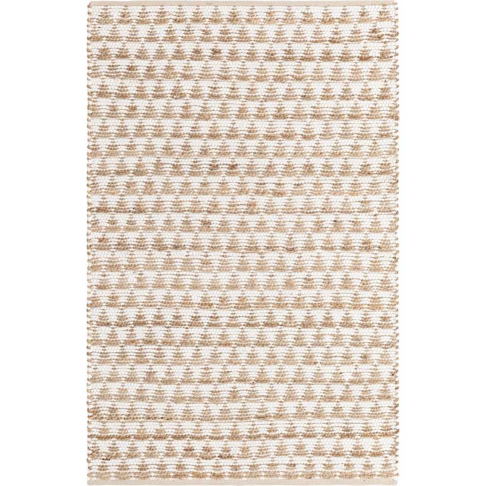 Rug Unique Loom Chindi Jute White/Natural Rectangular 4' 0 x 6' 0