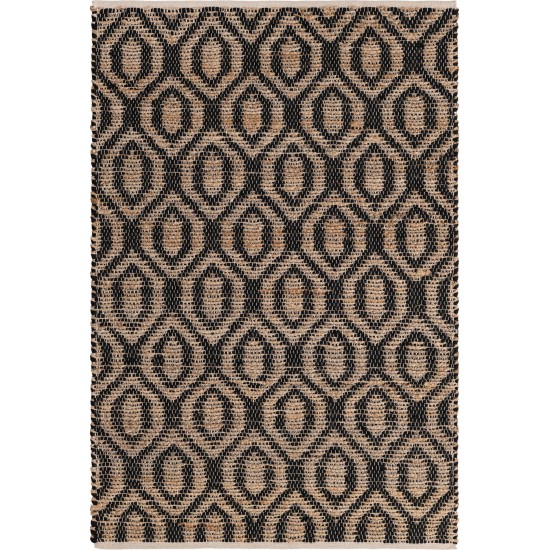 Rug Unique Loom Chindi Jute Black Rectangular 4' 0 x 6' 0