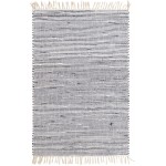 Rug Unique Loom Chindi Jute Navy Blue Rectangular 4' 0 x 6' 0