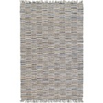 Rug Unique Loom Chindi Jute Blue Rectangular 5' 0 x 8' 0