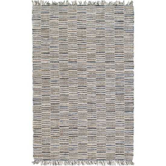 Rug Unique Loom Chindi Jute Blue Rectangular 5' 0 x 8' 0