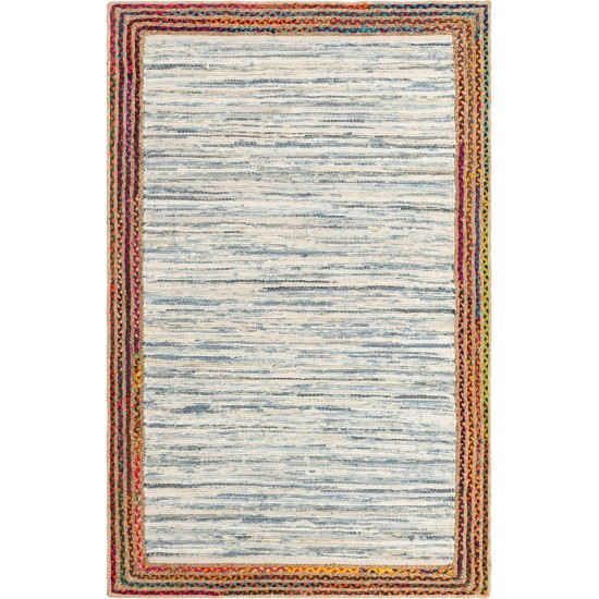 Rug Unique Loom Chindi Jute Ivory Rectangular 5' 0 x 8' 0